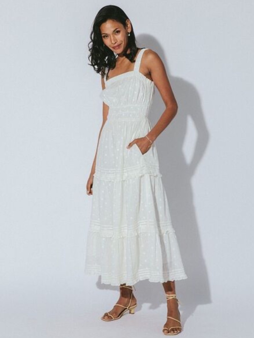 Cleobella Jolene Midi Dress in Ivory XS